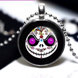 🆕 NEW Disney’s Jack Sugar Skull Handcrafted Silver Pendant Necklace